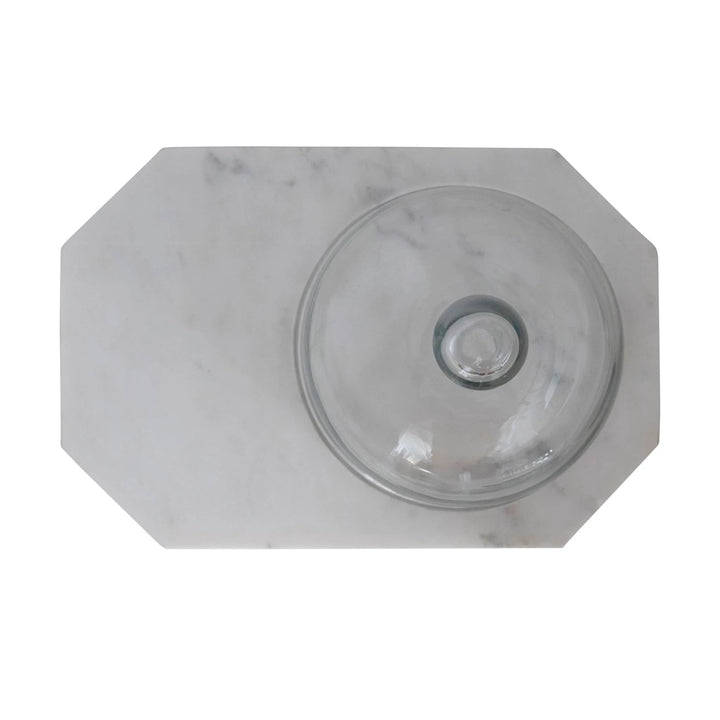 MARBLE TRAY WITH CLOCHE, SET OF 2