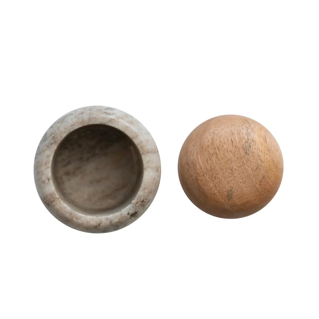 MARBLE CANISTER WITH MANGO WOOD LID