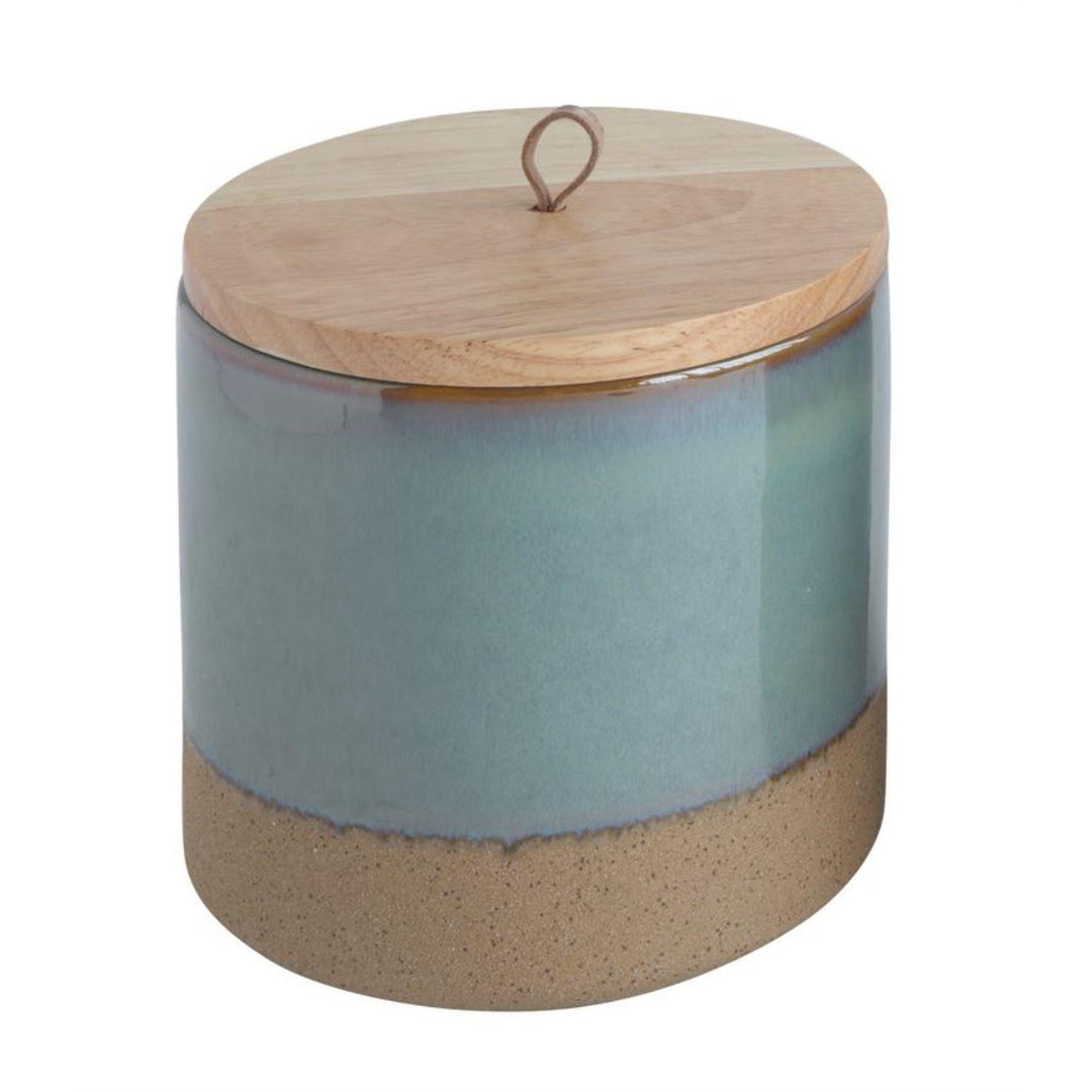 STONEWARE CANISTER W/ WOOD LID-Accents-Bridget's Room