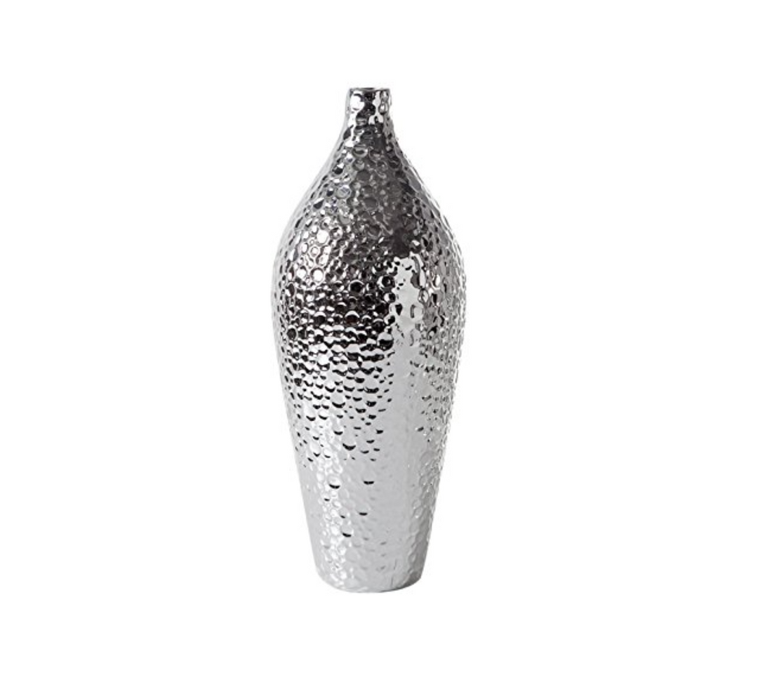 Metallic Silver Vase - Medium